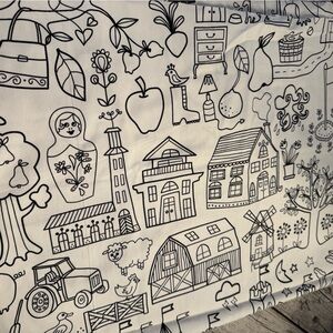 NWT. Multi-purpose fabric yard. Black and White, For Coloring, Tablecloth
